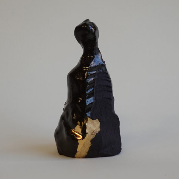 Hoffnung auf Gesundheit 12cm schwarzes Steinzeug / Goldlüster