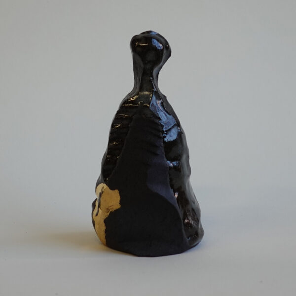 Hoffnung auf Gesundheit 12cm schwarzes Steinzeug / Goldlüster